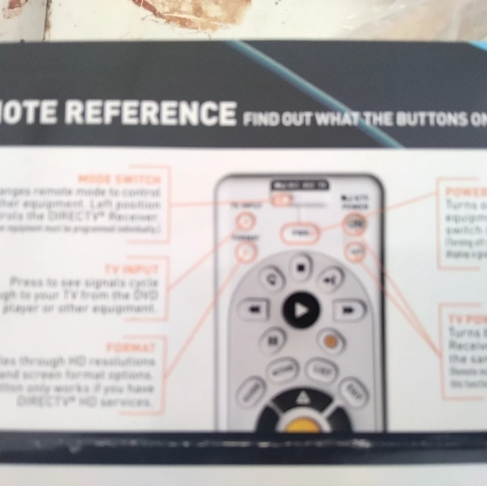 REMOTE, for DirecTV DVR A manual comes with the large white​